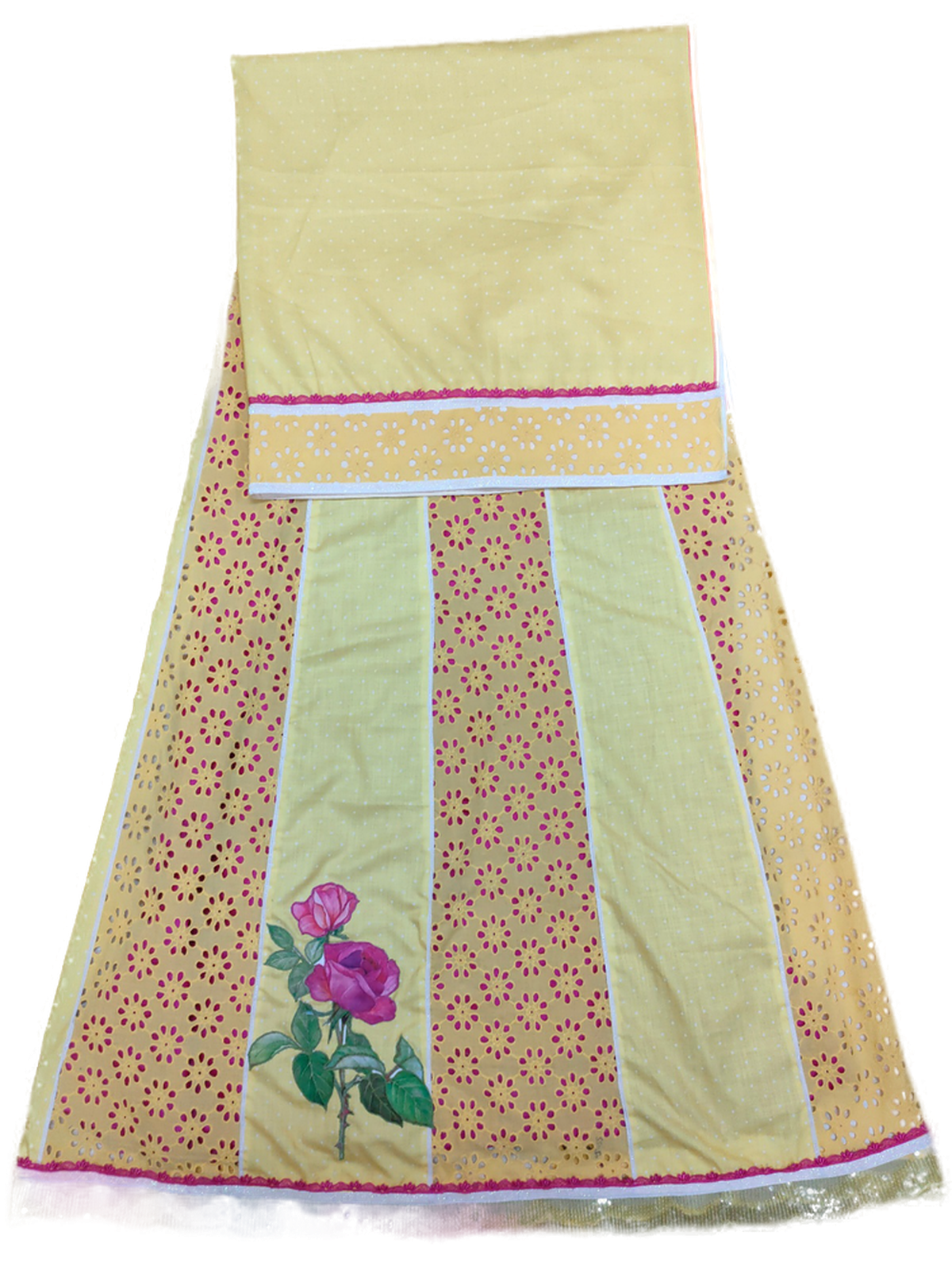 Yellow Rida with Pink Lace & Flowers - Radiant Sunshine